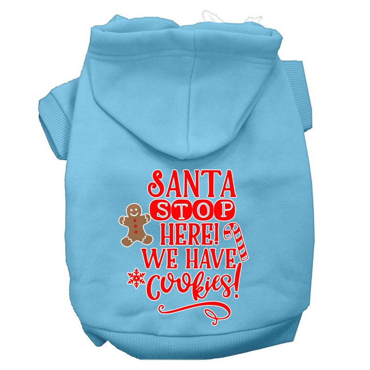 Santa, We Have Cookies Screen Print Dog Hoodie Baby Blue S